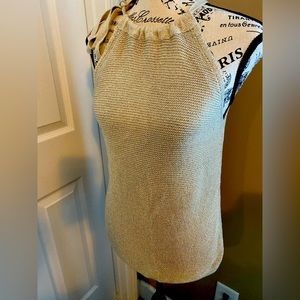 WHBM White House Black Market gold halter tie top, size S